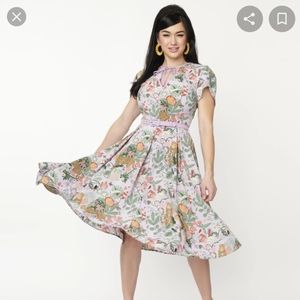 Unique Vintage Lavender Dahlia Swing Dress, NWT